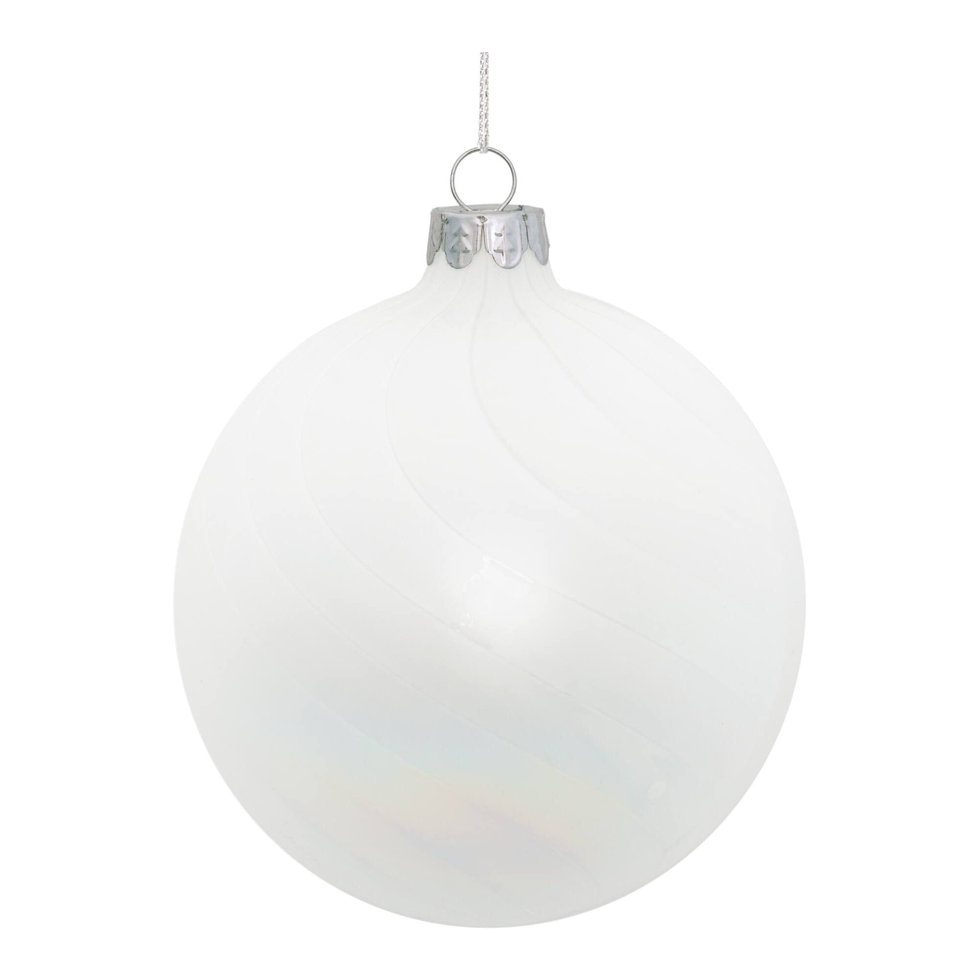 White Iridescent Glass Ball Ornament Set